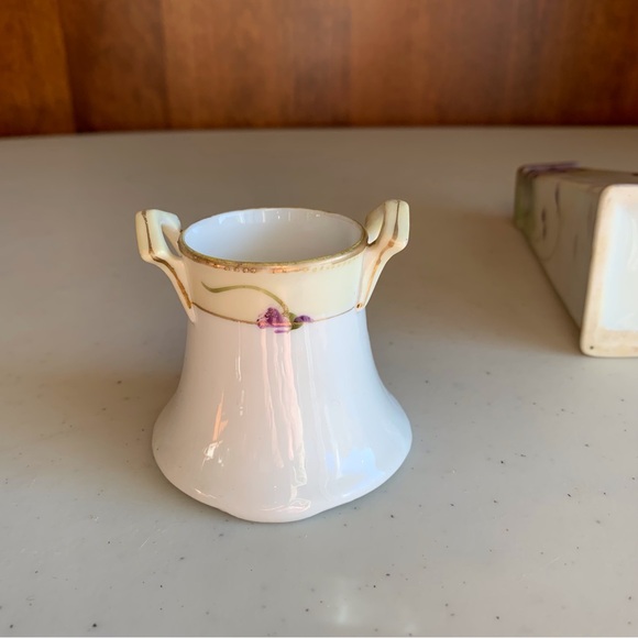 Antique Nippon Hand Painted Dresser Set Hat Pin Holder & Hair Pin Holder - Picture 7 of 14